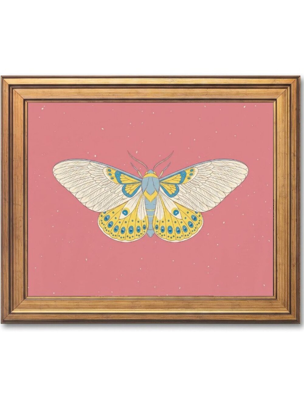 Vintage Gold Framed Butterfly Wall Art | Retro Home Decor Poster